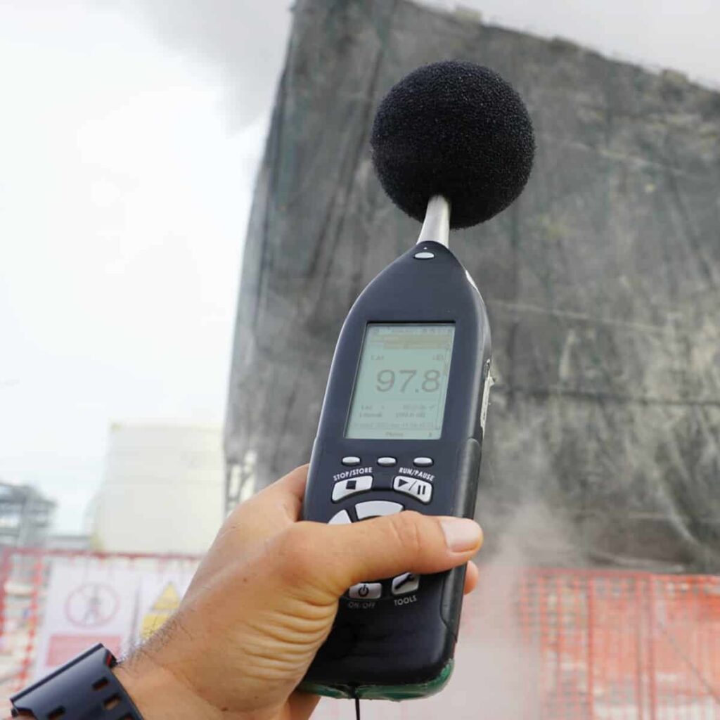 noise monitoring device at a building site
