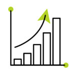 Maths icon with bar chart and upward arrow