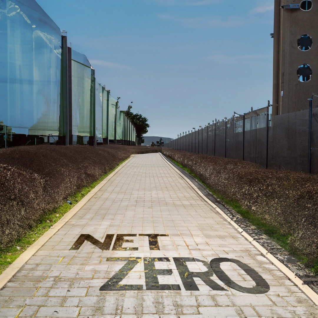path with Net zero written on it