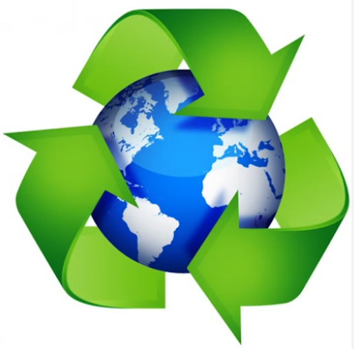 Planet Earth with a recycle symbol over it