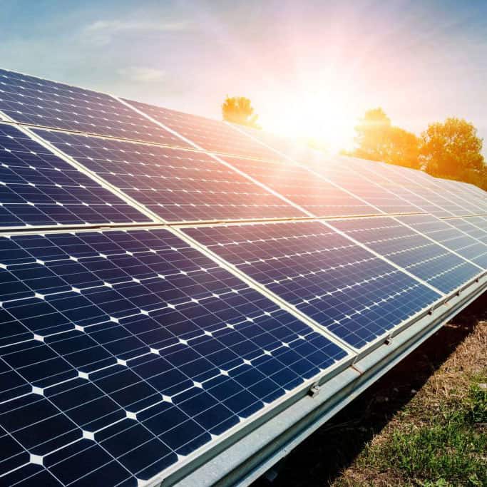 solar for mining concept - solar panel array in a field