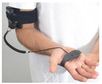 triaxial vibration meter on a person's arm