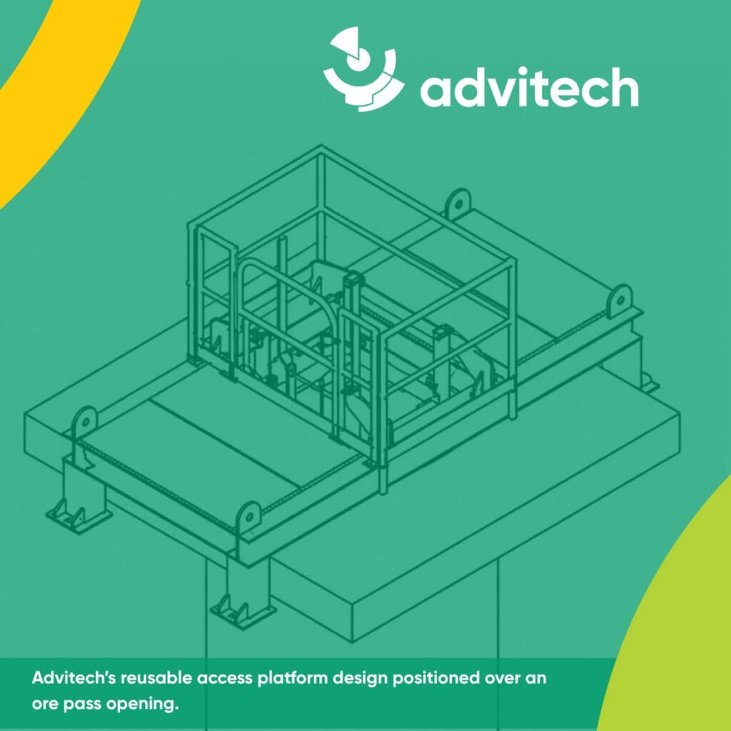 Isometric drawing of the reusable access platform designed by Advitech.